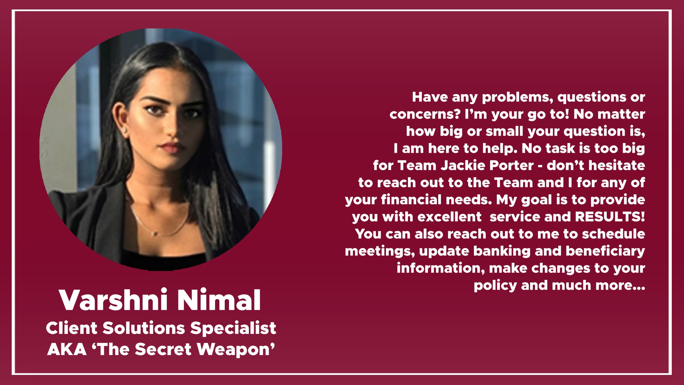 jackie porter financial advisor in canada varshni