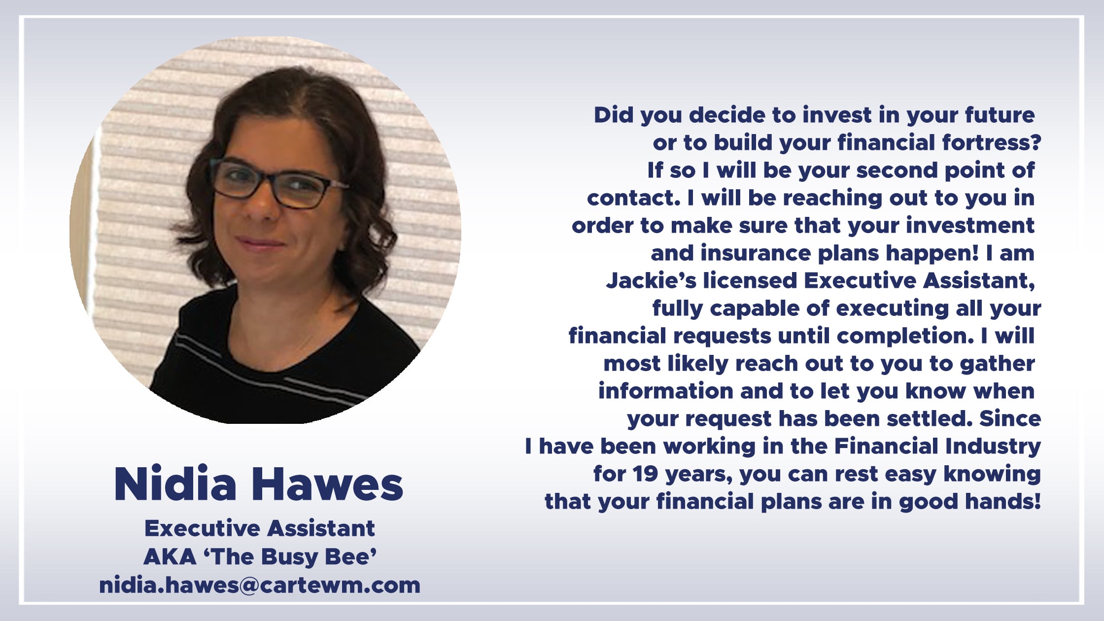 jackie porter cfp in toronto meet nidia jackie porter certified financial planner and financial advisor in toronto meet jackie