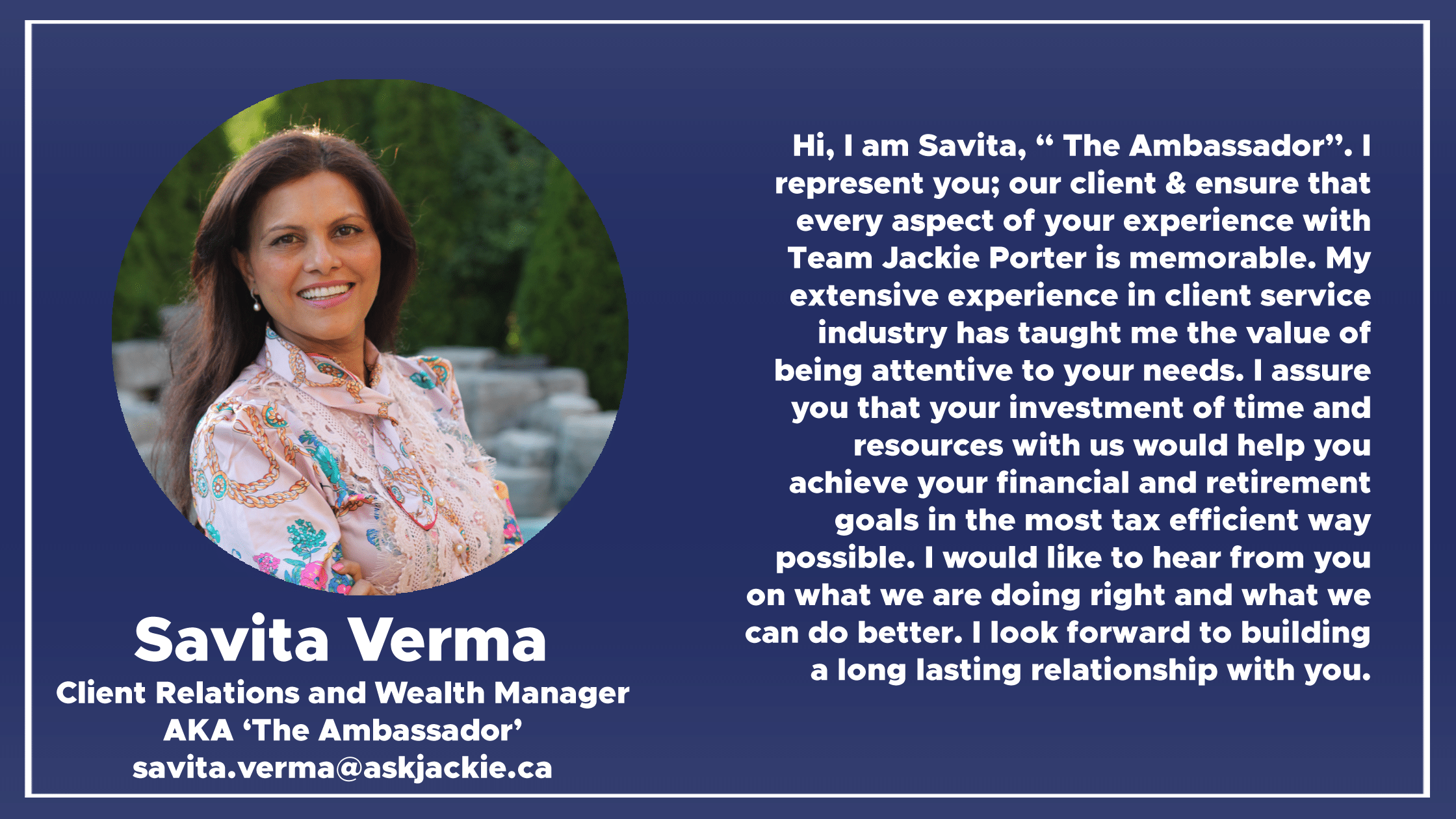 jackie porter cfp in toronto meet pelin jackie porter certified financial planner and financial advisor in toronto meet savita